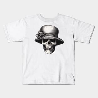 Skull with beach hat Kids T-Shirt
